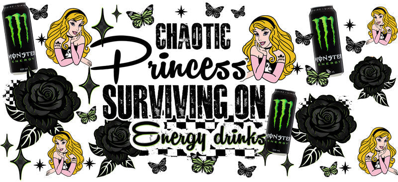 Chaotic Princess Energy Drinks UV DTF Cup Wrap for 16oz Glass Can KA-10406