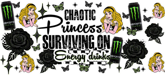 Chaotic Princess Energy Drinks UV DTF Cup Wrap for 16oz Glass Can KA-10406