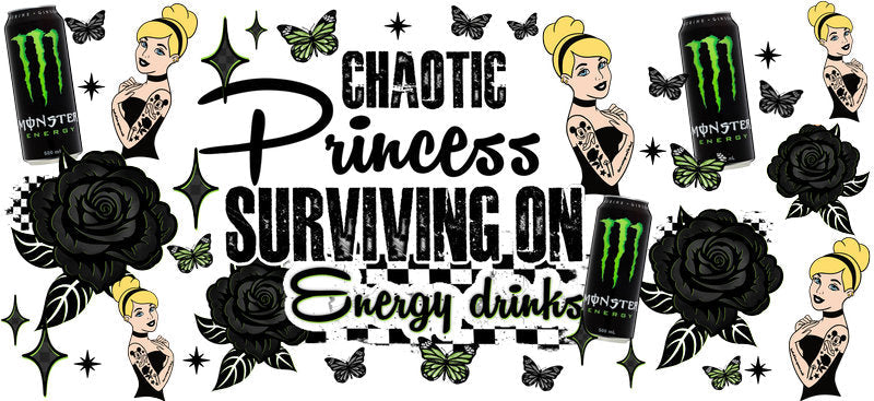 Chaotic Princess Energy Drinks UV DTF Cup Wrap for 16oz Glass Can KA-10407