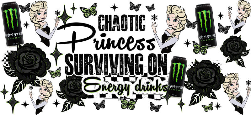 Chaotic Princess Energy Drinks UV DTF Cup Wrap for 16oz Glass Can KA-10408