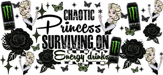 Chaotic Princess Energy Drinks UV DTF Cup Wrap for 16oz Glass Can KA-10408