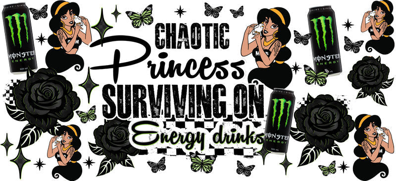 Chaotic Princess Energy Drinks UV DTF Cup Wrap for 16oz Glass Can KA-10409