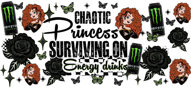 Chaotic Princess Energy Drinks UV DTF Cup Wrap for 16oz Glass Can KA-10410