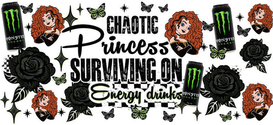 Chaotic Princess Energy Drinks UV DTF Cup Wrap for 16oz Glass Can KA-10410