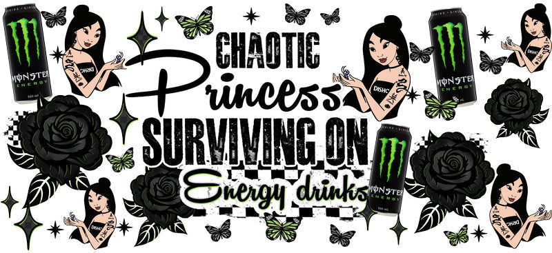 Chaotic Princess Energy Drinks UV DTF Cup Wrap for 16oz Glass Can KA-10411