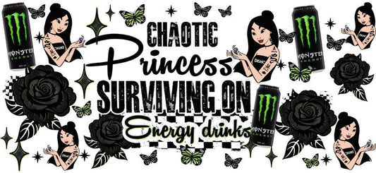 Chaotic Princess Energy Drinks UV DTF Cup Wrap for 16oz Glass Can KA-10411