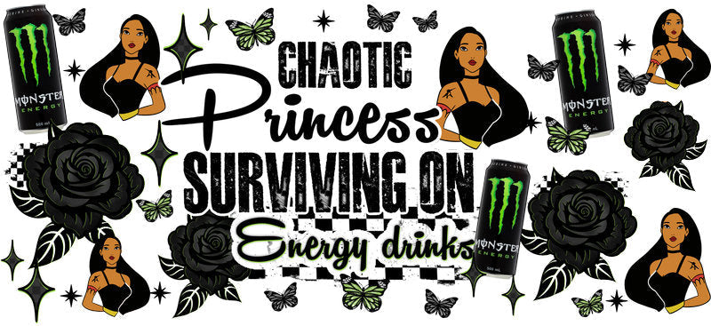 Chaotic Princess Energy Drinks UV DTF Cup Wrap for 16oz Glass Can KA-10412