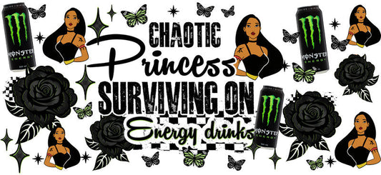Chaotic Princess Energy Drinks UV DTF Cup Wrap for 16oz Glass Can KA-10412