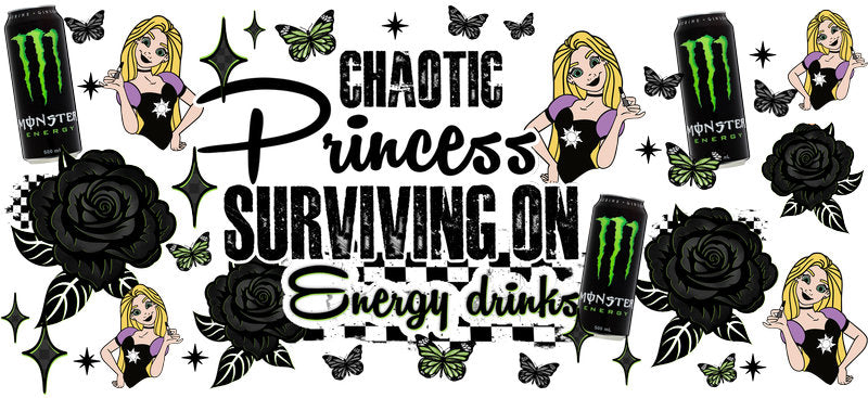 Chaotic Princess Energy Drinks UV DTF Cup Wrap for 16oz Glass Can KA-10413