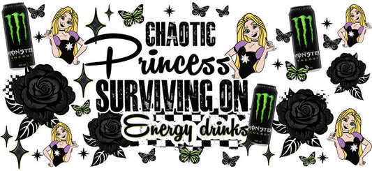 Chaotic Princess Energy Drinks UV DTF Cup Wrap for 16oz Glass Can KA-10413