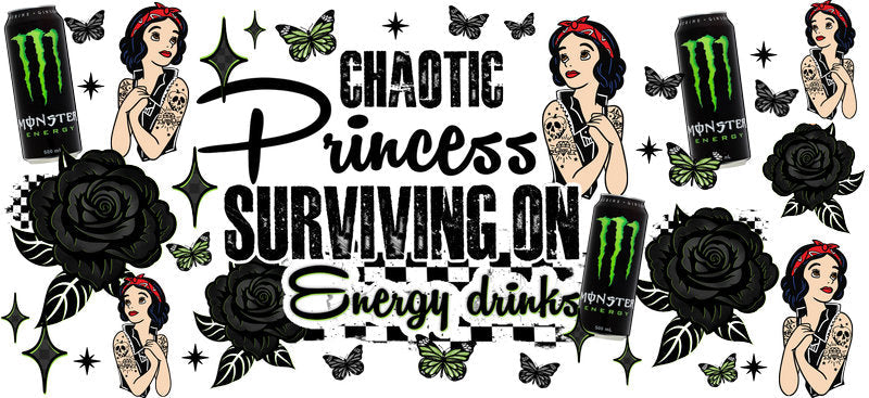 Chaotic Princess Energy Drinks UV DTF Cup Wrap for 16oz Glass Can KA-10414