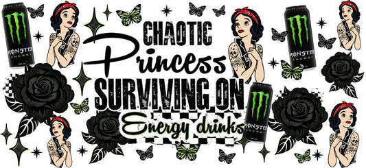 Chaotic Princess Energy Drinks UV DTF Cup Wrap for 16oz Glass Can KA-10414