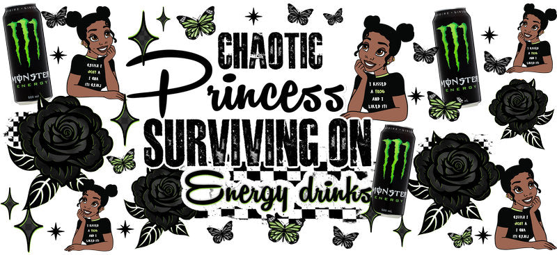 Chaotic Princess Energy Drinks UV DTF Cup Wrap for 16oz Glass Can KA-10415