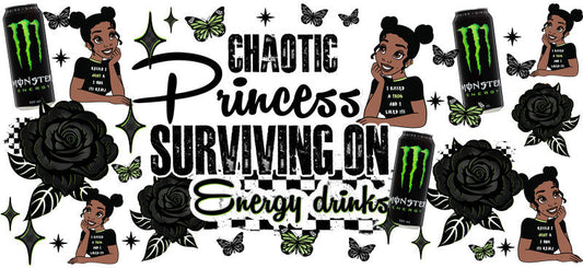 Chaotic Princess Energy Drinks UV DTF Cup Wrap for 16oz Glass Can KA-10415