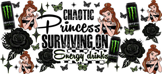 Chaotic Princess Energy Drinks UV DTF Cup Wrap for 16oz Glass Can KA-10416