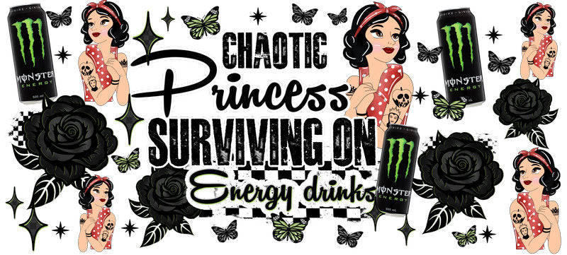 Chaotic Princess Energy Drinks UV DTF Cup Wrap for 16oz Glass Can KA-10417