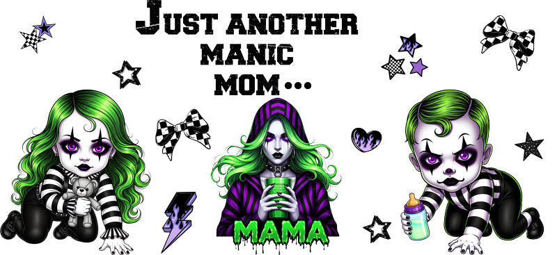 Alternative Horror Mama UV DTF Cup Wrap for 16oz Glass Can KA-10439