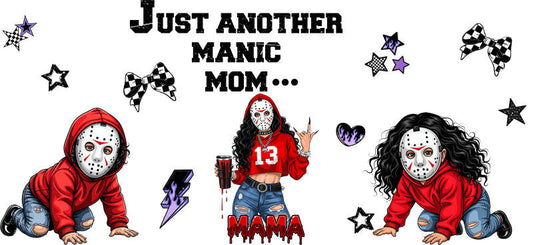 Red Horror Doll Mama UV DTF Cup Wrap for 16oz Glass Can KA-10441