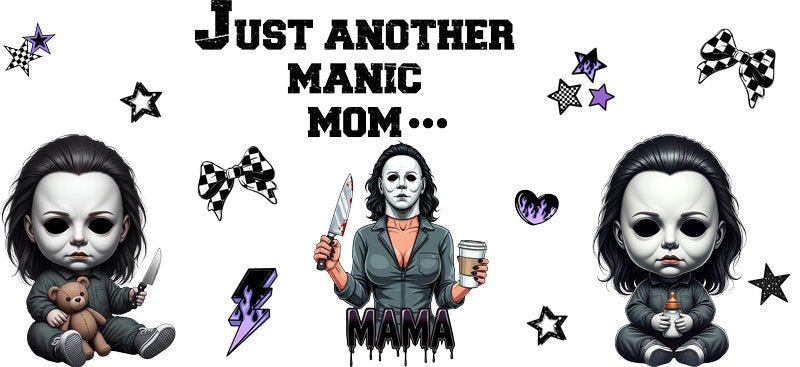 Horror Family Mama UV DTF Cup Wrap for 16oz Glass Can KA-10445