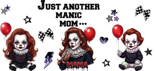 Scary Clown Mama UV DTF Cup Wrap for 16oz Glass Can KA-10446