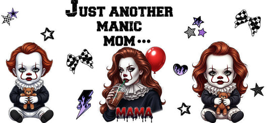 Horror Clown Mama UV DTF Cup Wrap for 16oz Glass Can KA-10447