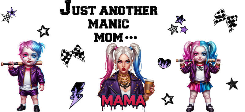 Neon Horror Mama UV DTF Cup Wrap for 16oz Glass Can KA-10451