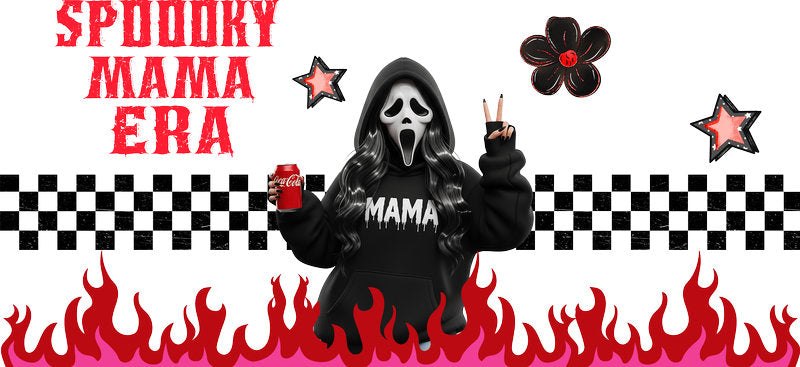 Spooky Soda Mama UV DTF Cup Wrap for 16oz Glass Can KA-10463