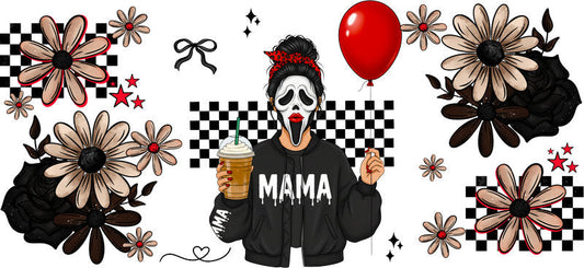 spooky mama UV DTF cup wrap for 16oz glass can halloween cup decal KA-10471