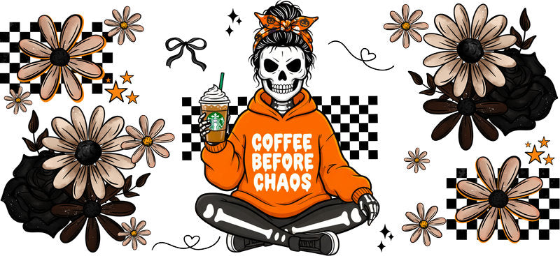 coffee mama UV DTF cup wrap for 16oz glass can spooky cup decal KA-10472