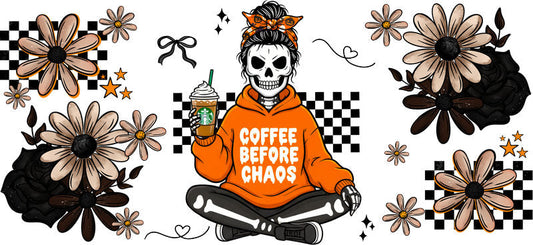 coffee mama UV DTF cup wrap for 16oz glass can spooky cup decal KA-10472