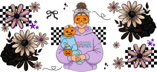 cute witch mama UV DTF cup wrap for 16oz glass can cup decal KA-10474