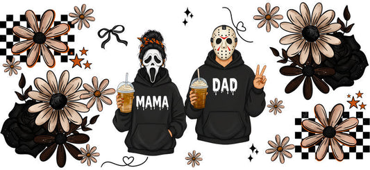 dark mama couple UV DTF cup wrap for 16oz glass can spooky decal KA-10487