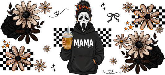 classic spooky mama UV DTF cup wrap for 16oz glass can halloween decal KA-10492