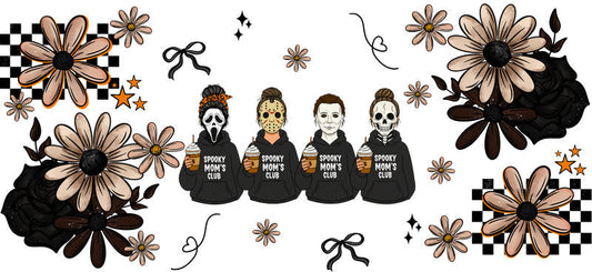 spooky sisters UV DTF cup wrap for 16oz glass can cup decal KA-10495