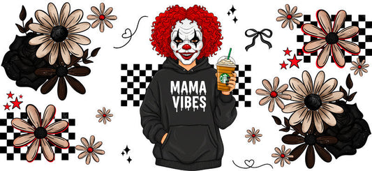 red hair mama UV DTF cup wrap for 16oz glass can spooky decal KA-10496
