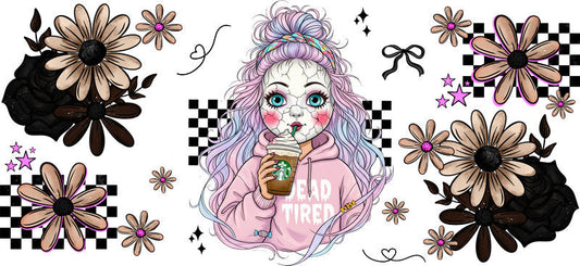 pastel goth mama UV DTF cup wrap for 16oz glass can spooky decal KA-10499