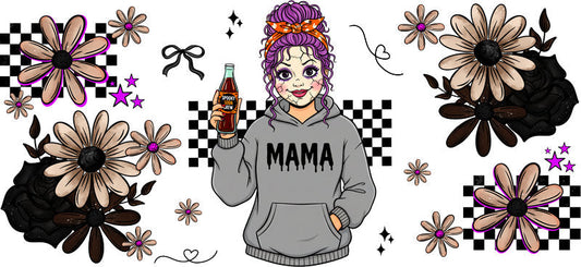 purple witch mama UV DTF cup wrap for 16oz glass can cup decal KA-10501