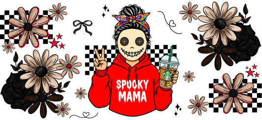 spooky pumpkin mama UV DTF cup wrap for 16oz glass can halloween decal KA-10502