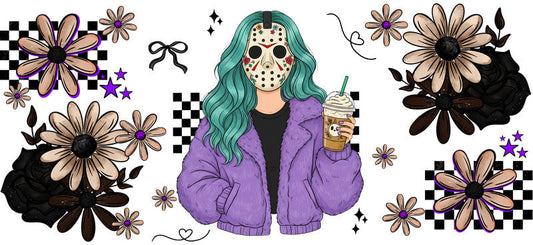 lavender witch mama UV DTF cup wrap for 16oz glass can halloween decal KA-10506