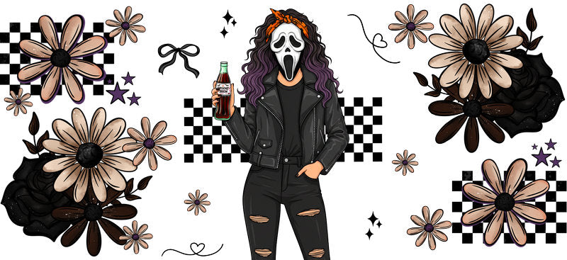 dark aesthetic mama UV DTF cup wrap for 16oz glass can spooky decal KA-10507