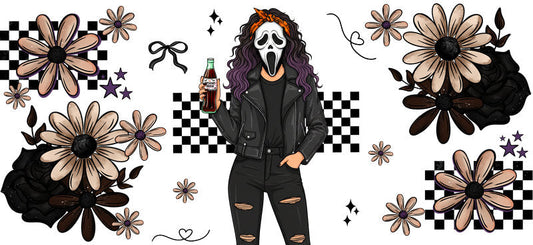 dark aesthetic mama UV DTF cup wrap for 16oz glass can spooky decal KA-10507