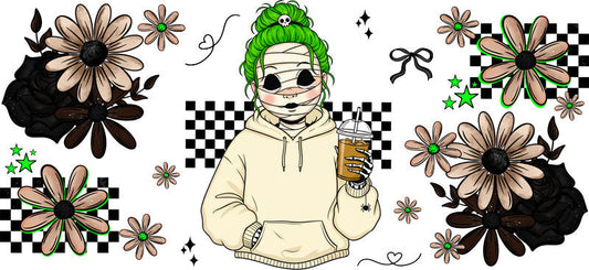 cute sloth mama UV DTF cup wrap for 16oz glass can cup decal KA-10524