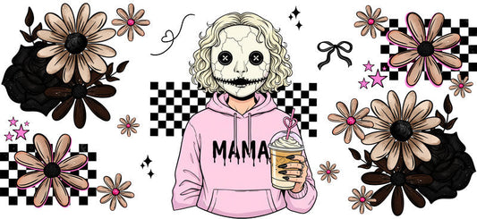 soft ghost mama UV DTF cup wrap for 16oz glass can halloween decal KA-10529