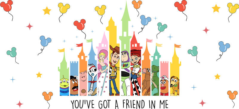 Colorful Adventure Castle UV DTF Cup Wrap for 16oz Glass Can KA-10551