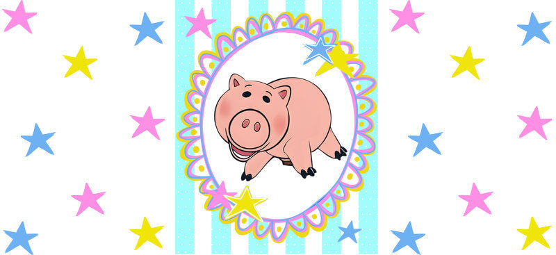 Cute Pig Portrait UV DTF Cup Wrap for 16oz Glass Can KA-10591