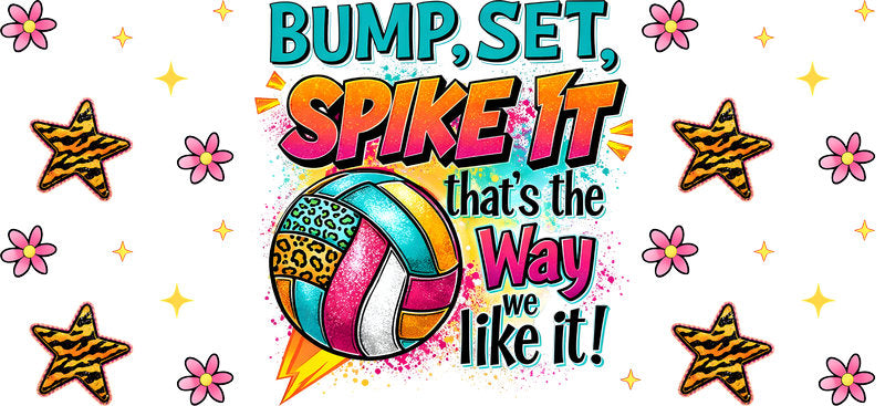 volleyball spike UV DTF cup wrap for 16oz glass can sports cup decal KA-10604