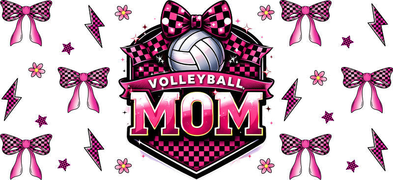 volleyball mom UV DTF cup wrap for 16oz glass can volleyball cup decal KA-10605