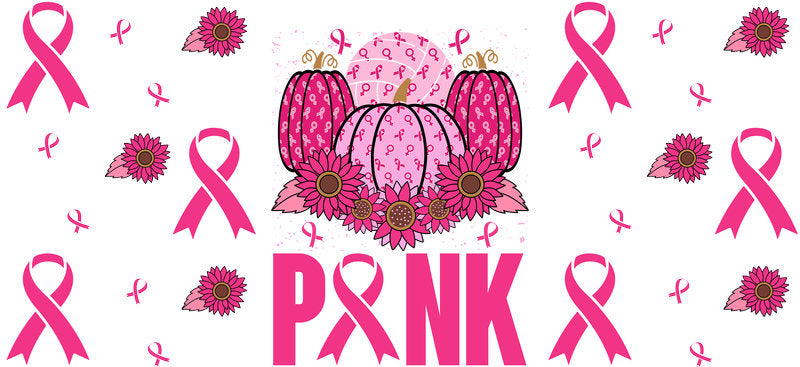 breast cancer awareness UV DTF cup wrap for 16oz glass can pink ribbon cup decal KA-10611