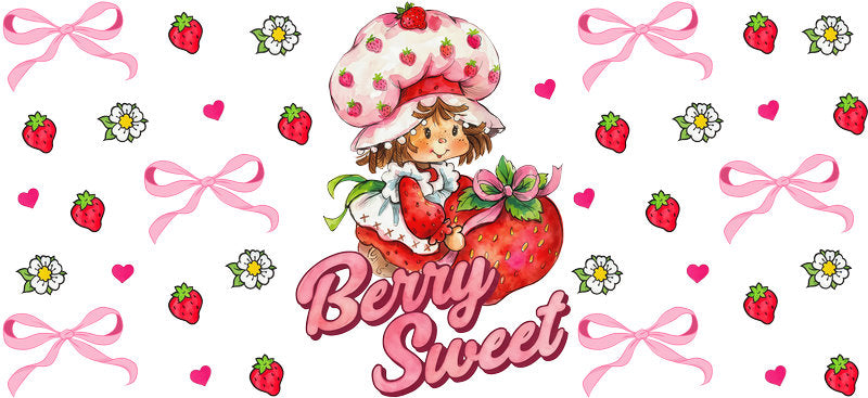 Berry Sweet Bows UV DTF Cup Wrap for 16oz Glass Can KA-10620
