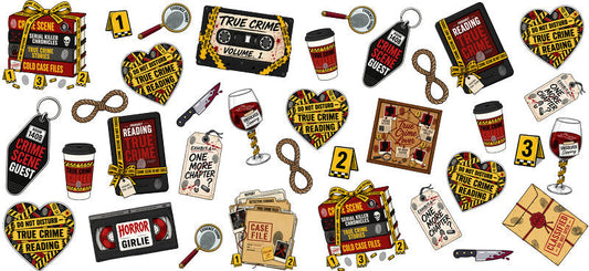 true crime icons UV DTF cup wrap for 16oz glass can mystery cup decal KA-10643